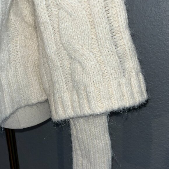 ZARA Layered Double Sleeve Cream Ecru Cable Knit Wool Blend Sweater - EUC -Small - Picture 7 of 9